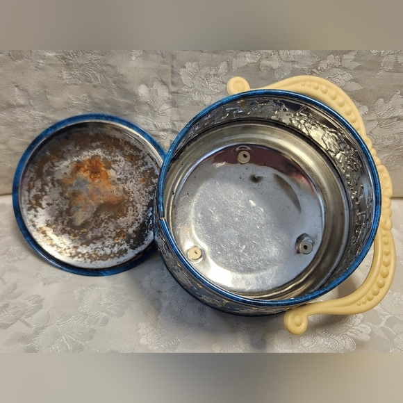 Vintage Footed Biscuit Tin with Lid & Handle Ancient Greece Wedding Celebration - Picture 6 of 6